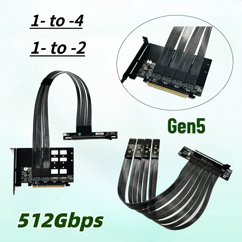 PCIe 5.0 X16 4*M.2 NVMe naar X - Pcie 5.0 Gpu Riser Cable recensie en prijs